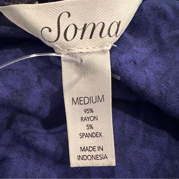 Soma Live Lounge Wear Cross-Back Tunic Splendor Mini Women's Medium Blue Black - Picture 8 of 10